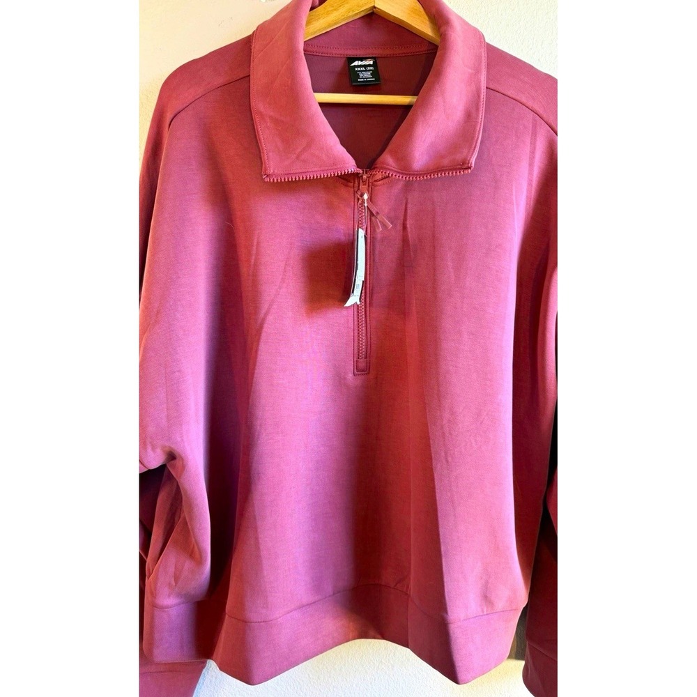 Avia Women's Plus 3XL Pink Quarter Zip Pullover Long Sleeve Stretch Top
